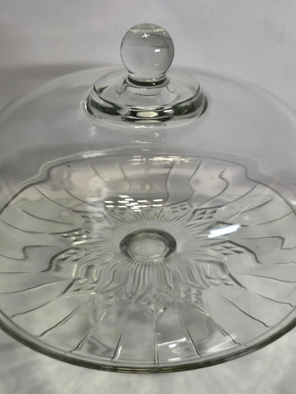 Vintage Glass 12” Pedestal Cake Dessert Stand w/ Heavy Dome Cover Anchor Hocking